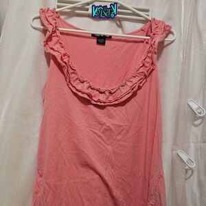Torrid Twist Tee Ruffled Neck Tank Top Vintage Orange Size 1